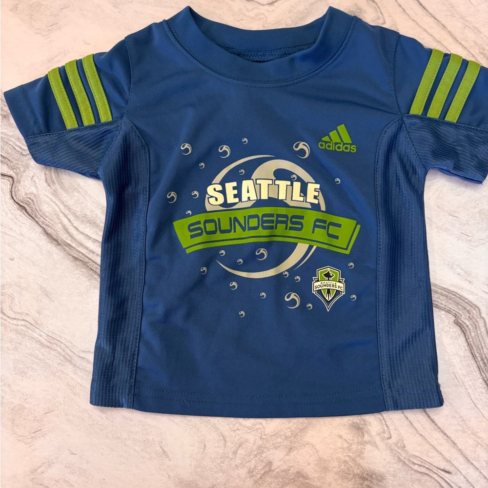 adidas Kids Seattle Sounders FC Blue & Green Jersey Top